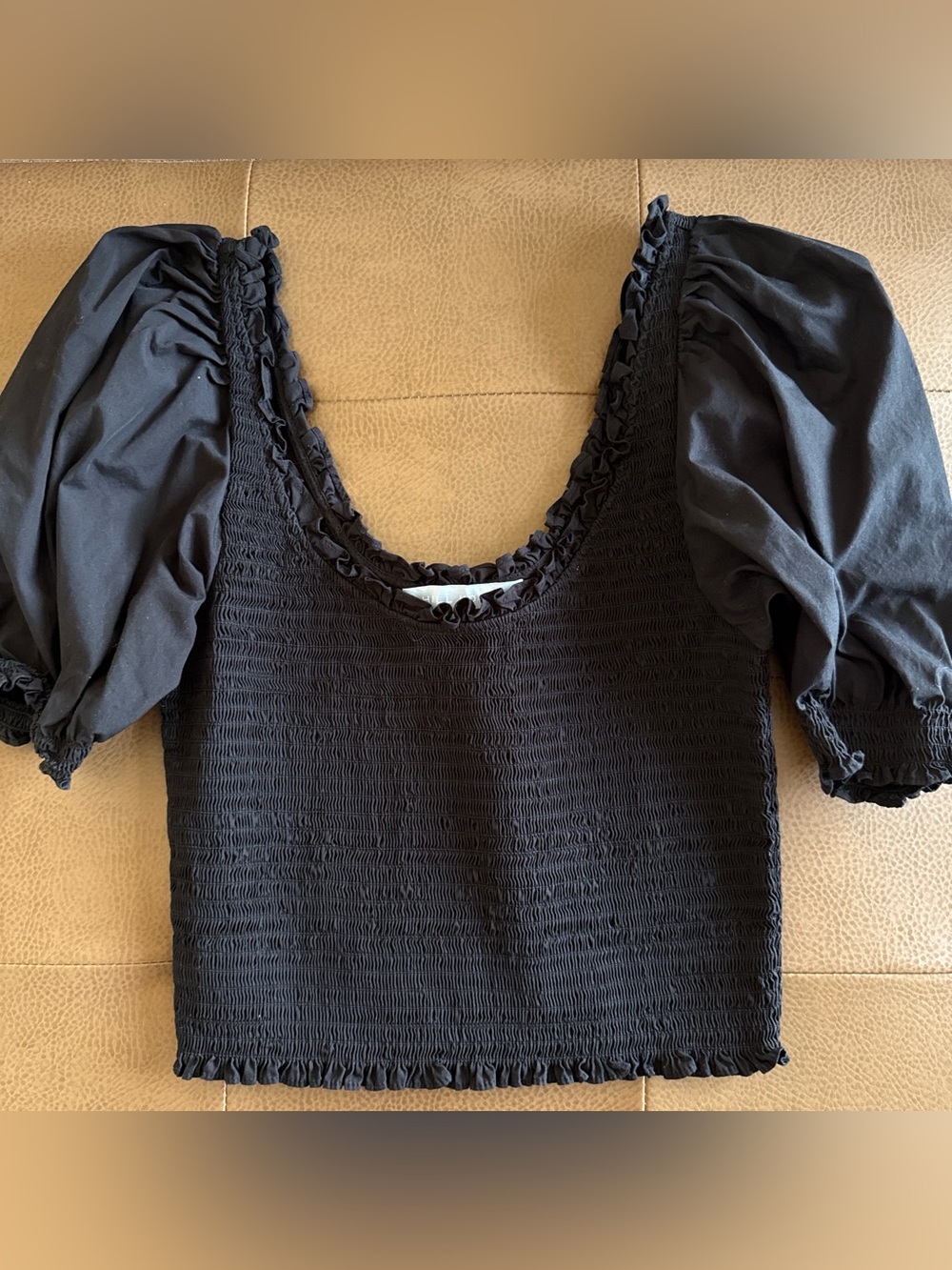 Hill house home Black Puff Sleeve Smocked Women's Top